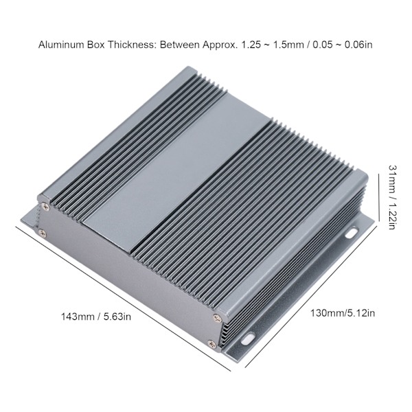 Elektrisk låda i aluminiumlegering för projekt, integrerat hölje, 31x143x130mm, mattgrå