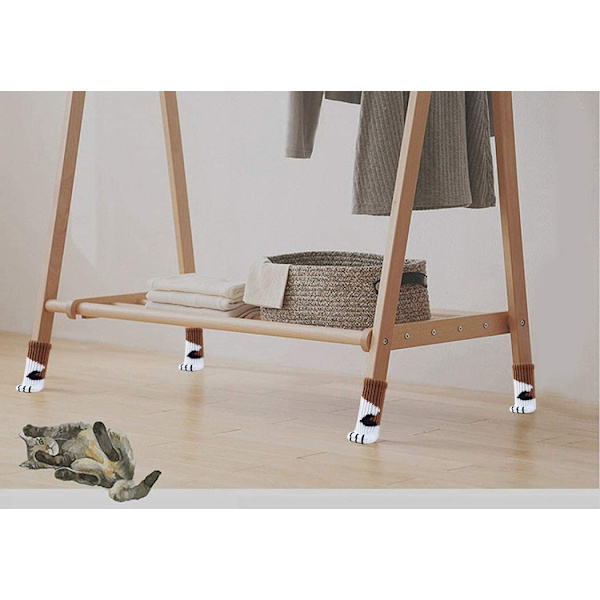 Kattstolsstrumpor 16-pack Kattmöbler Strumpor Stolsbensöverdrag Söta Kattfotformade Stickade Möbelfötter Strumpor Stolsbensgolvskydd (Kaffebrun och