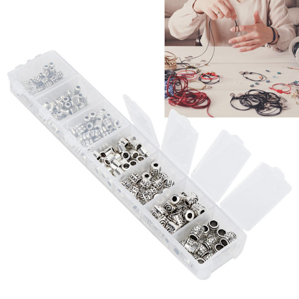 260 st distanspärlor metalltillbehörssatspaket för DIY-hantverk armband smyckestillverkning