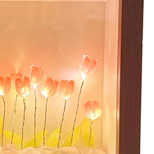 Tulpan Ljus Fotoram Blomma Nattlampa Blommig Bilderram Heminredning för Familj Vänner
