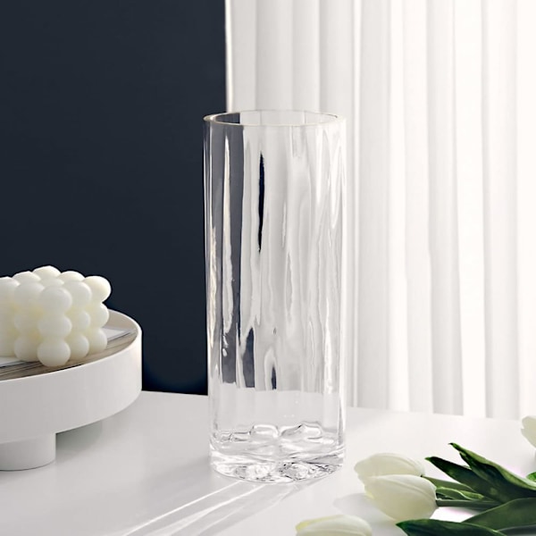 Utsökt Kristallvas, Modern Design Med Ljusspel För Heminredning Och Underbar Gåva, Klart Kalk-Soda Glas, Transparent, 10x25Cm