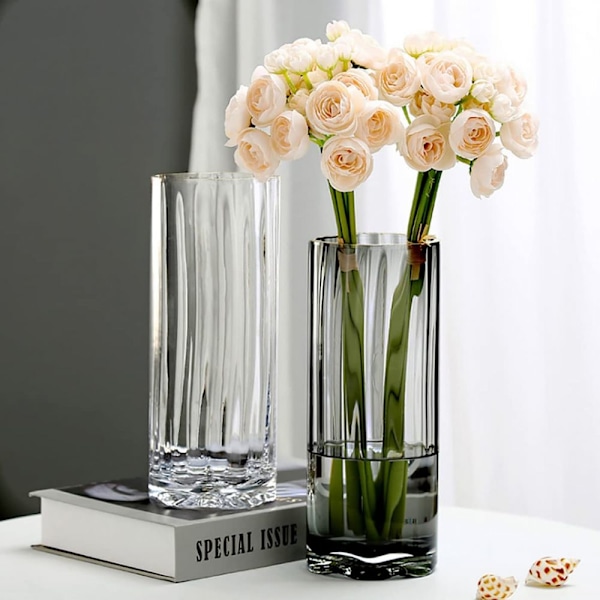 Utsökt Kristallvas, Modern Design Med Ljusspel För Heminredning Och Underbar Gåva, Klart Kalk-Soda Glas, Transparent, 10x25Cm