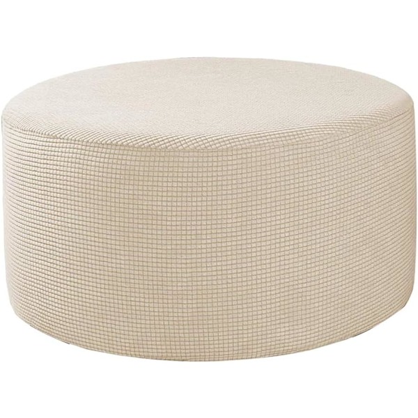 Runda Ottomanöverdrag Fotpallsskydd Överdrag Stretchtyg Förvarings Ottomanöverdrag, Hög Maskintvättbar Överdrag - Beige