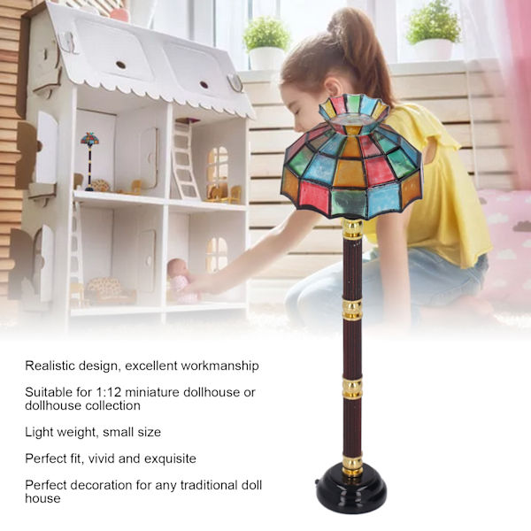 Miniatyrdockhus Golvlampa LED Färgglad Batteridriven 1:12 Realistiska Dockhusmöbler