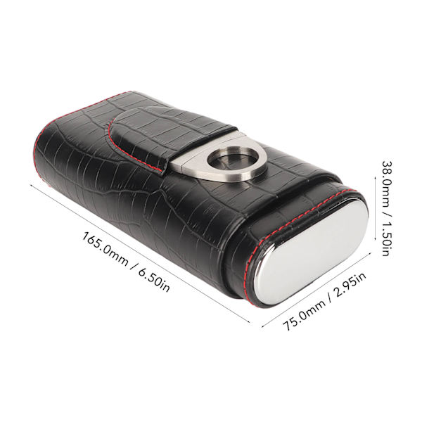 Cigar Humidor Klassisk Fashion Bärbar Cedar Trä Foder 3 Fingrar Faux Läder Resa Cigarrfodral med Skärare