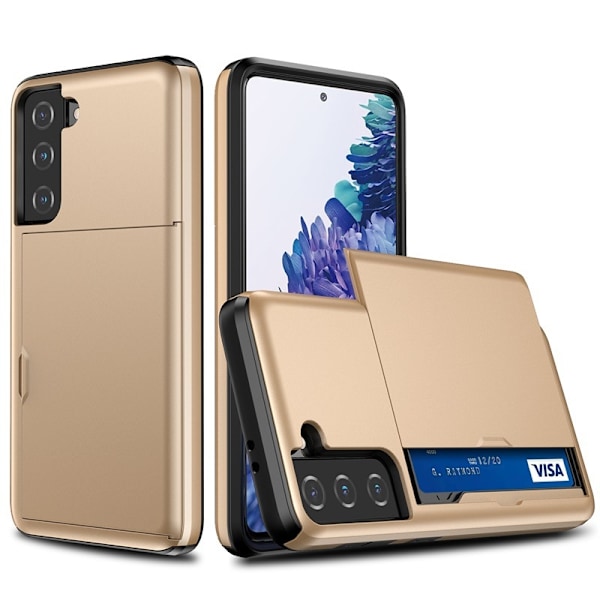 Samsung S24 Pansarskal med korthållare Guld