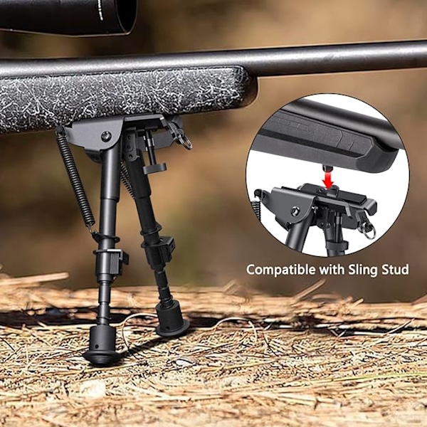 Mångsidig Gevärs Bipod, Flygplansklassad Aluminium Snabb Utfällbar Bipod med Icke-Rostande Svart Anodiserad Finish för Picatinny Rail Gevär (6-9 Tum)