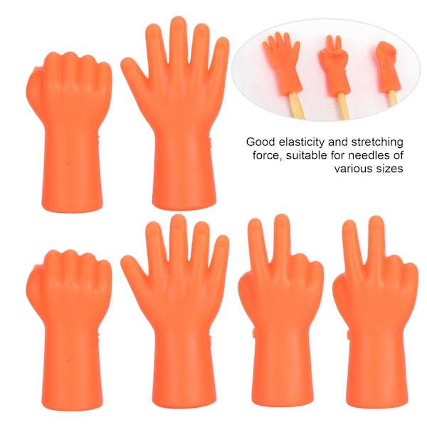 6 st stickhålsskydd halkfria stickpinneskydd stickning förhindra tappning av stickor tillbehör (orange)