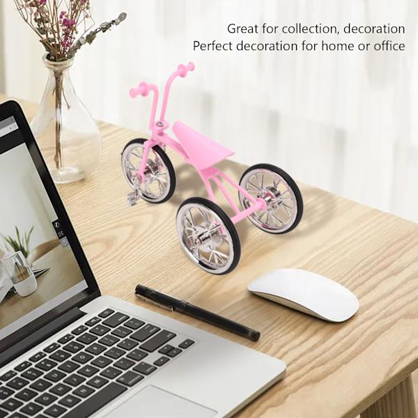 Rosa Look Leksak Tricykel Modell Simulerad Design Tricykel Prydnad Slitstark Legering DIY Leksak Tricykel Prydnad för Samla