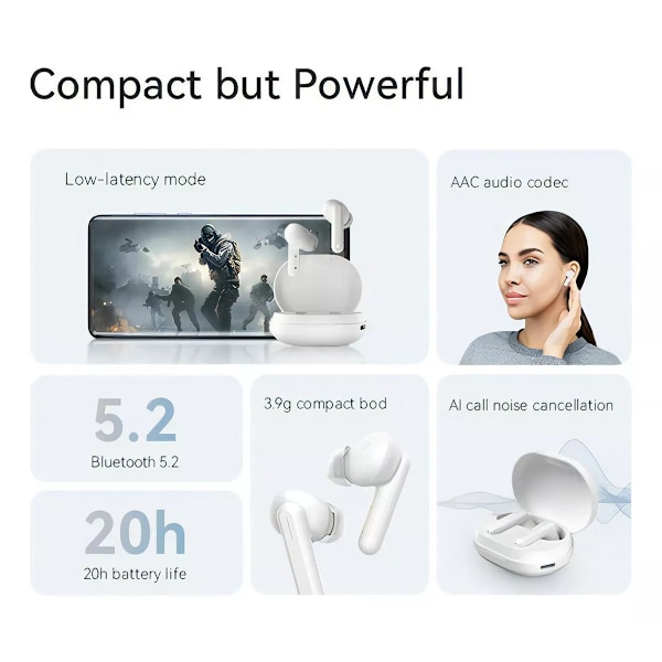 Haylou Gt7 5.2 Bluetooth-hörlurar, svart