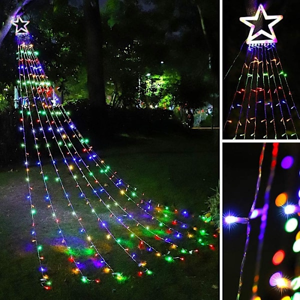 Lysande juldekorationer, vattentäta LED-stjärnformade julgransljus med enkel installation, perfekta för utomhusfiranden med timer och energi