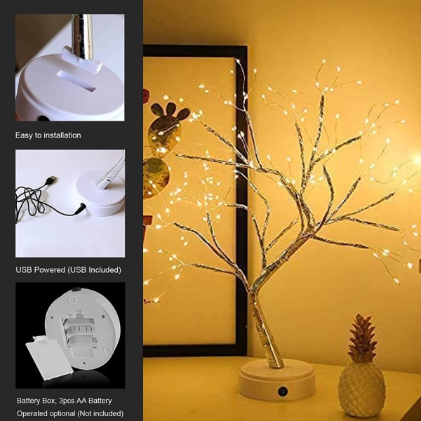 Bonsai Tree Light 108 LED Shimmer Branches Batteri och USB