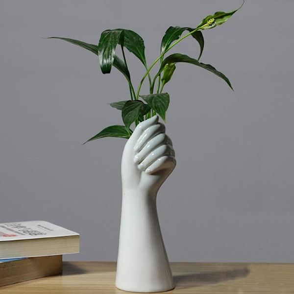 Vit keramisk handknopp blomvas för hydrofoniskt blomsterarrangemang bordsdekoration