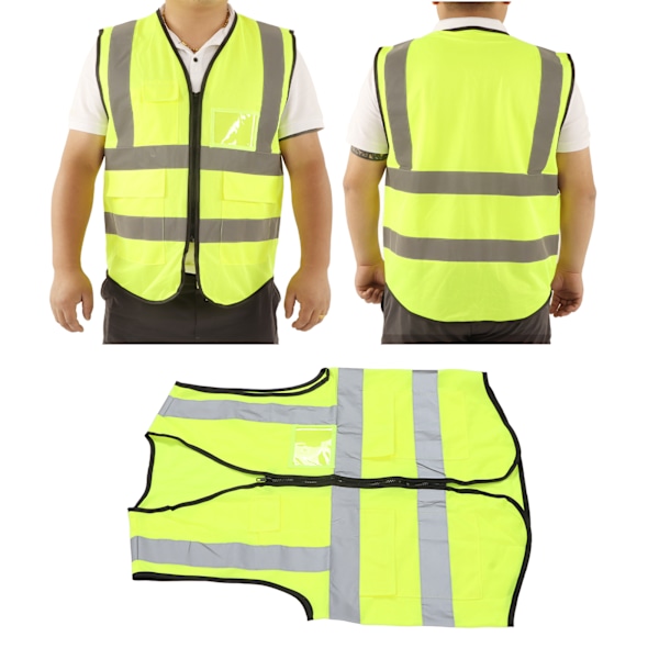 Reflekterande Säkerhetsväst Hög Synlighet Polyester Arbetskläder med Fickor för Arbetare Ingenjör M