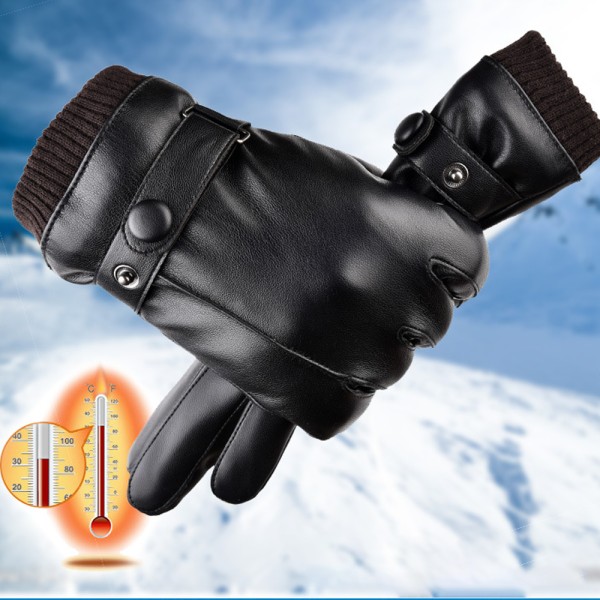 Herr/dam Vinter varma pekskärmshandskar Läderhandskar