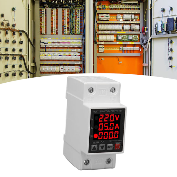 Strömskydd 3 Display Justerbar Intelligent Överspänning Undervoltage Protector AC 80‑300V 1‑63A