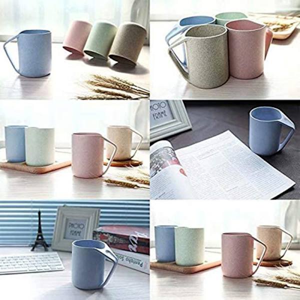 Retro mugg gjord av miljövänligt vetestraw, lätt, biologiskt nedbrytbar, plastmugg för vatten, kaffe, mjölk, te,