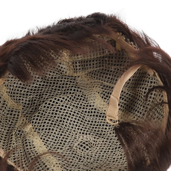 Pojklockig kort peruk pojke fluffig textur lockig kort syntetiskt hår för barn mörkbrun