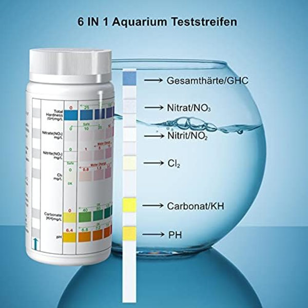 100 st 6 i 1 akvarietest-remsor, pH-test nitrit nitrat klor allmänt karbonathårdhet saltvatten sötvattenakvarium