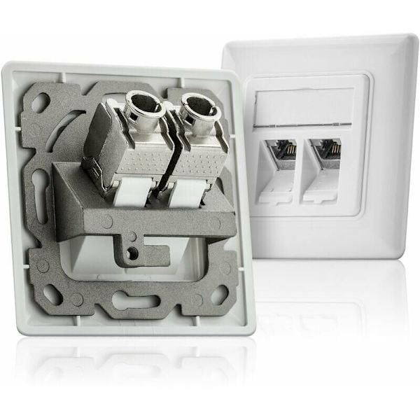 12x Modul Keystone CAT 6a Jack - Blindad STP-kontakt RJ45 Installation Snap-In Montering Kabel Rå CAT 500Mhz 10GBit/s
