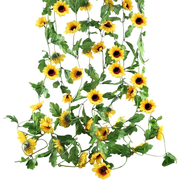 4 st 2,5 m konstgjorda solrosgirlang konstgjorda blomgirlang fallande växt falsk hängande sidenblomma vin utomhus inomhus hängande bröllopsfest