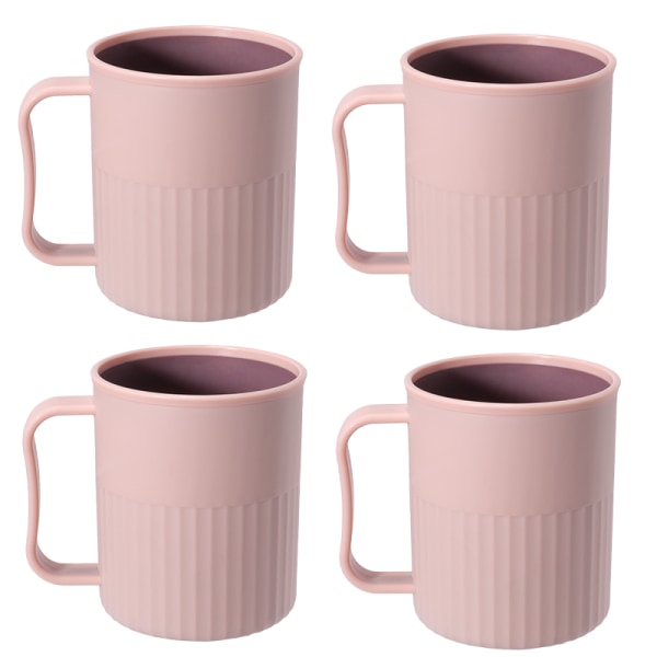 4 st Plast kaffekoppar, festmuggar, med handtag, rosa