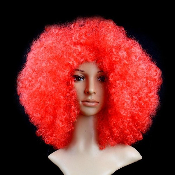 Svart afro lockigt peruk Färgglada peruker RÖDA red red