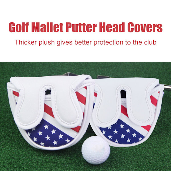 Vattentät PU Golf Mallet Headcover Center Putter Cover Protector med magnetisk stängning (stora halvcirkelformade dubbla öron)