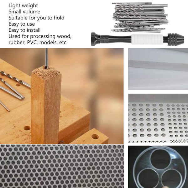 49 st/set handborr set med hög hastighet stål ABS twist borr bit för trä plast gummi