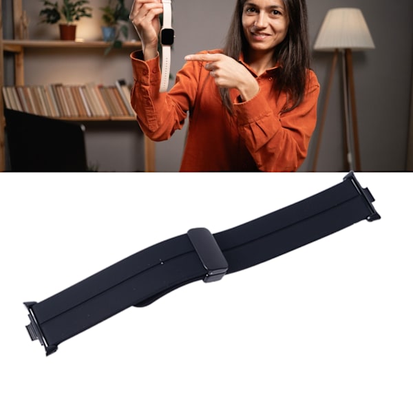 Klockarmband Silikon Magnetisk Vikbar Flexibel Vattentät Klockrem för Mi Band 8 Pro Svart