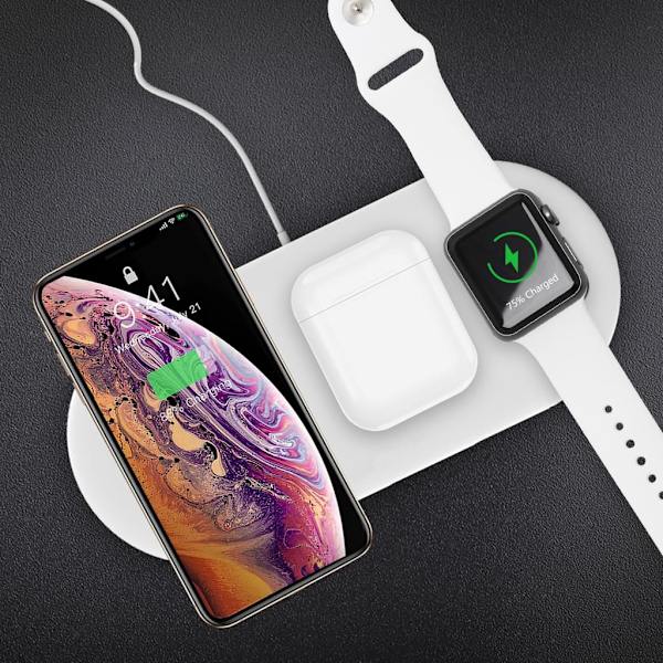 3-i-1 10W trådlös laddare trådlös laddningsstation för iPhone 11 XS XR Apple Watch Air Pods 2