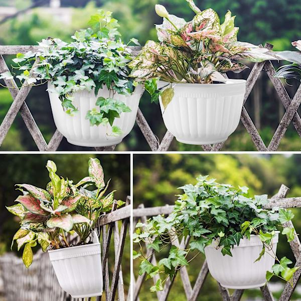 Väggmonterad blomkruka i plast, 4-pack, vit
