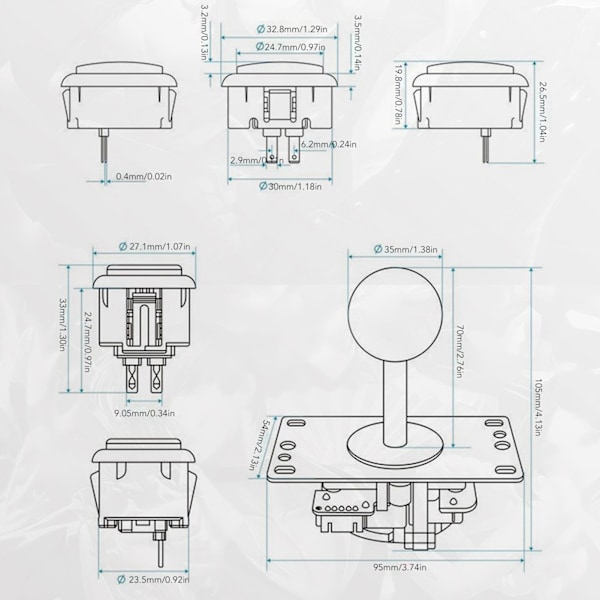 2-spelare DIY Arcade Kit USB-brädespel Encoder Joystick Arcade-knappar Set för vänner Samling Blå och Röd
