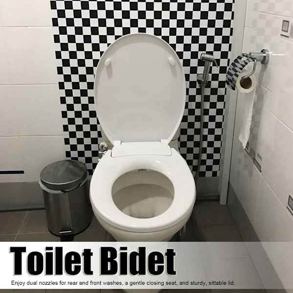 Manuell bidétoalettstol NonElectric Bidet Attachment Dubbelt munstyckssystem Passar runda toaletter