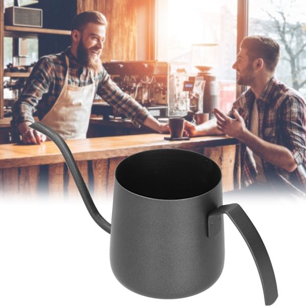304 Rostfritt Stål PTFE Svanhals Vattenkokare med Inre Skala Häll Över Kaffekanna för Hem250ml Svart