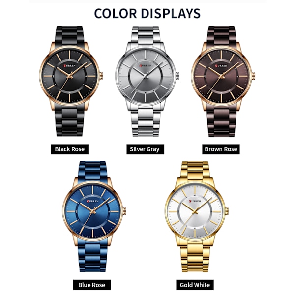 CURREN Herrklocka Kvarts med Rostfritt Stålarmband Mode Multifunktion Armbandsur 3ATM Klockor