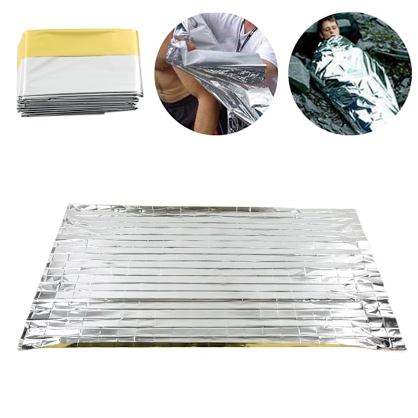 3PCS Nödfiltar Nödfiltar Guld Silver 2 Färg Reflekterande Termisk Filt Vattentät Nödsovsäckar 130x210cm