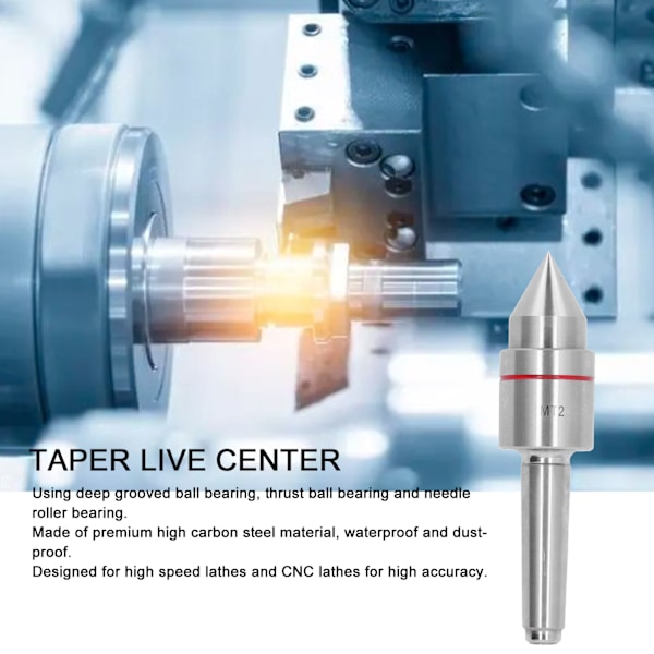 Live Center MT2 Högkolstål 60° Morsekon Turningverktyg för Hög Hastighets Svarv CNC Svarv