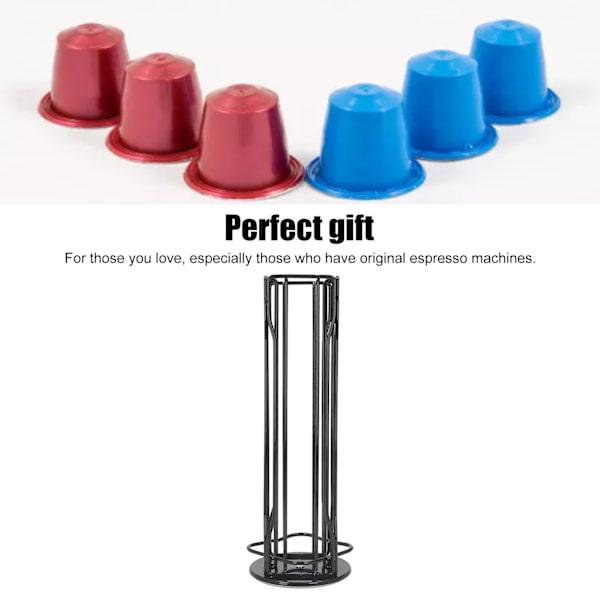 Kaffe Kapsel Stativ 360° Rotation Anti Slip Tjock Bas Smidesjärn Kapsel Pod Hållare för Vertuoline 20pods Svart