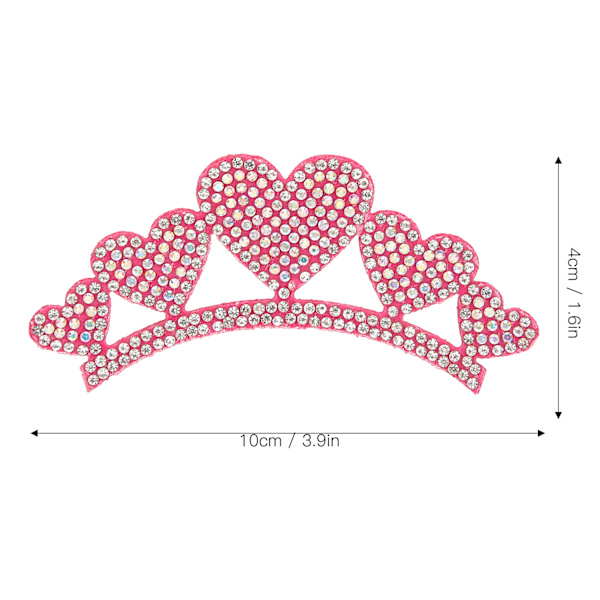 10 st Rhinestone tyg applikation kronformade lappar kläder tillbehör 10x4cm hjärttyp