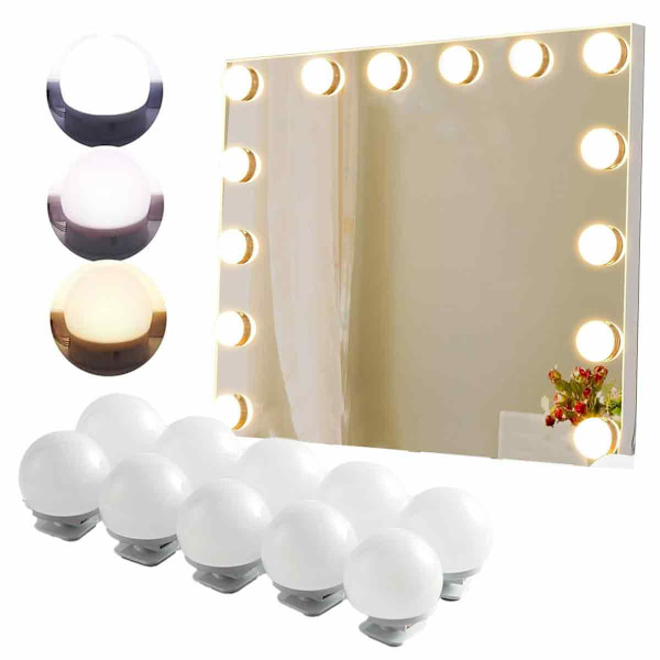 Sminkningsspegel LED-lampor Kit för sminkbord Vägglampa