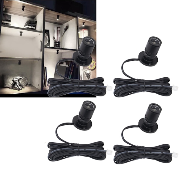 4 st LED Display Spotlights 5V Dimbar USB Mini Spotlight för Smyckesmonter Veranda Entré Svart Vitt Ljus