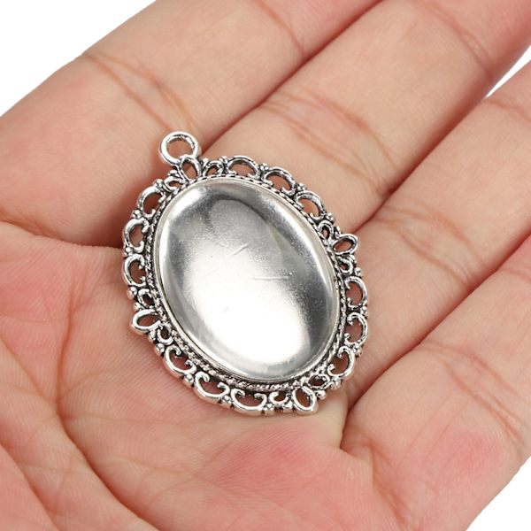 10 set glasplåsterhänge ovala brickor glas cabochon klara kupolplattor DIY smyckestillbehör