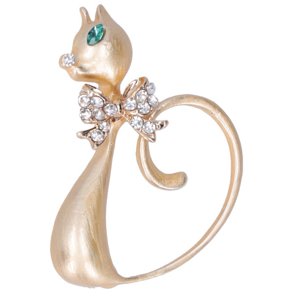 Brosch Nål Diamant Katt Djur Mönster Lapel Nål AllMatch Fest Corsage Tillbehör 2135(Guld)
