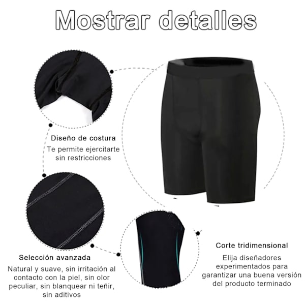 Kompressionstights med hög elasticitet, svalkande, snabbtorkande, andningsbara herrshorts för träning, löpning, ridning, svart, L