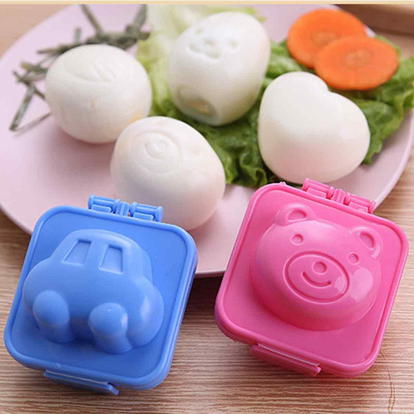 Kokt äggform 3d tecknad äggformare Bento Maker Diy verktyg tillbehör (blå+gul+grön +rosa +orange) (6st)