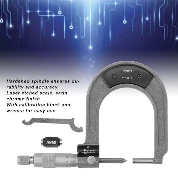 Mikrometer för skivbromsar med laserskala, aluminiumlegering, yttre diametermätrulle 7‑32mm