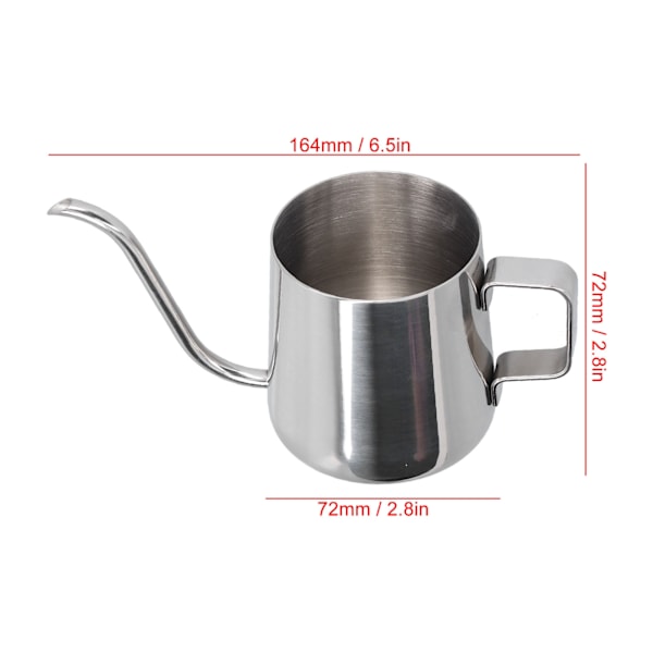 250 ml rostfritt stål hängande öra kaffekanna gåshals pip kaffekanna tekanna för hemmakontor