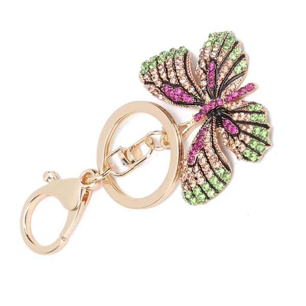Nyckelring Fjäril Zinklegering Rhinestone Bling Bling Modehänge för Ryggsäck Plånbok Röd Violett