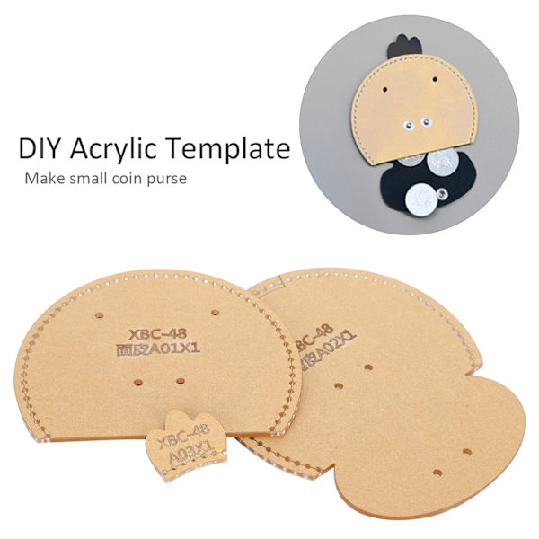 3 st Acrylic Mallar Myntväska DIY Handgjord Läder Mönster Plånbok Ritning Mögel Hantverk